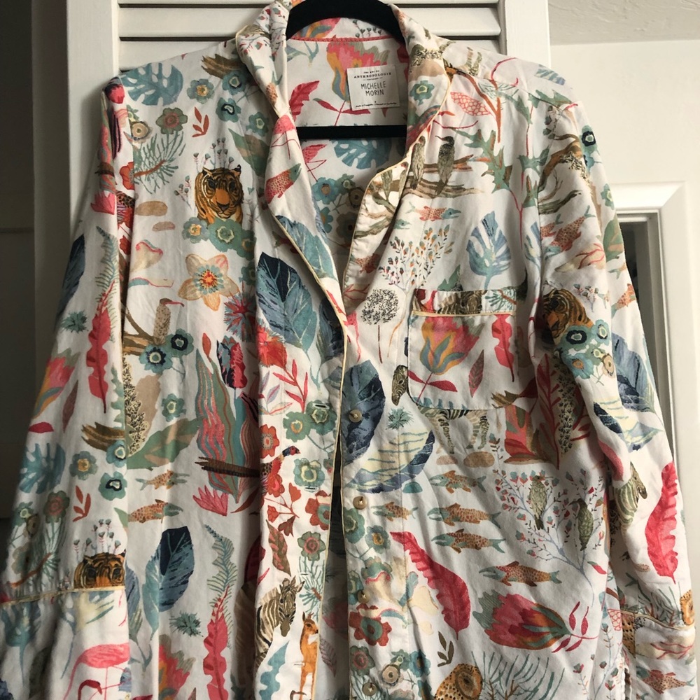 MICHELLE MORIN ANIMALIA FLANNEL SLEEP TOP Size Small